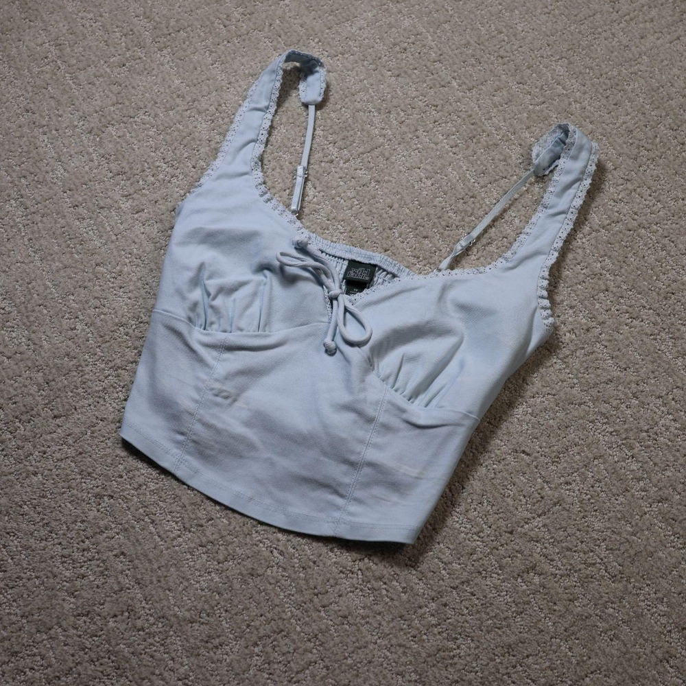 Wild Fable women's baby blue Cami with lace trim and draw string detail